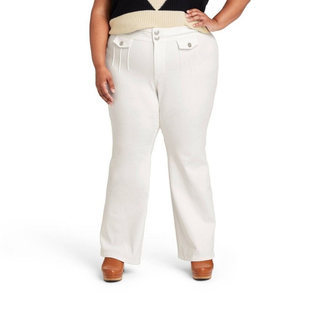 Women's Plus Size High-Rise Flare Jeans Victor Glemaud x Target White Size 16W/1